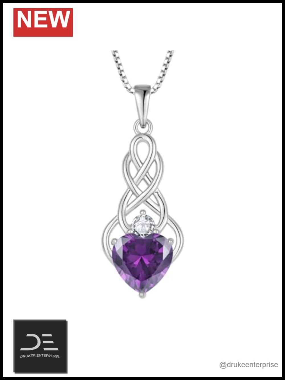 Celtic Infinity Knot Necklace 925 Sterling Silver Birthstone Jewelry